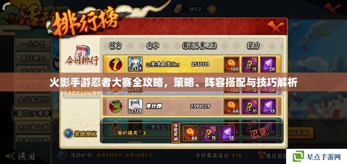 火影手游忍者大赛全攻略,策略、阵容搭配与技巧解析 火影手游忍者大赛全攻略,策略、阵容搭配与技巧解析