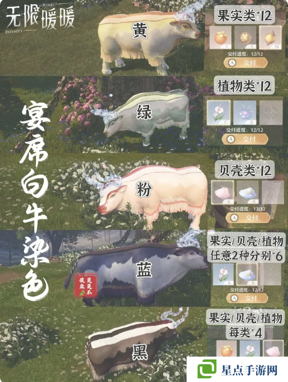 无限暖暖宴席白牛香料配方大全   宴席白牛蓝